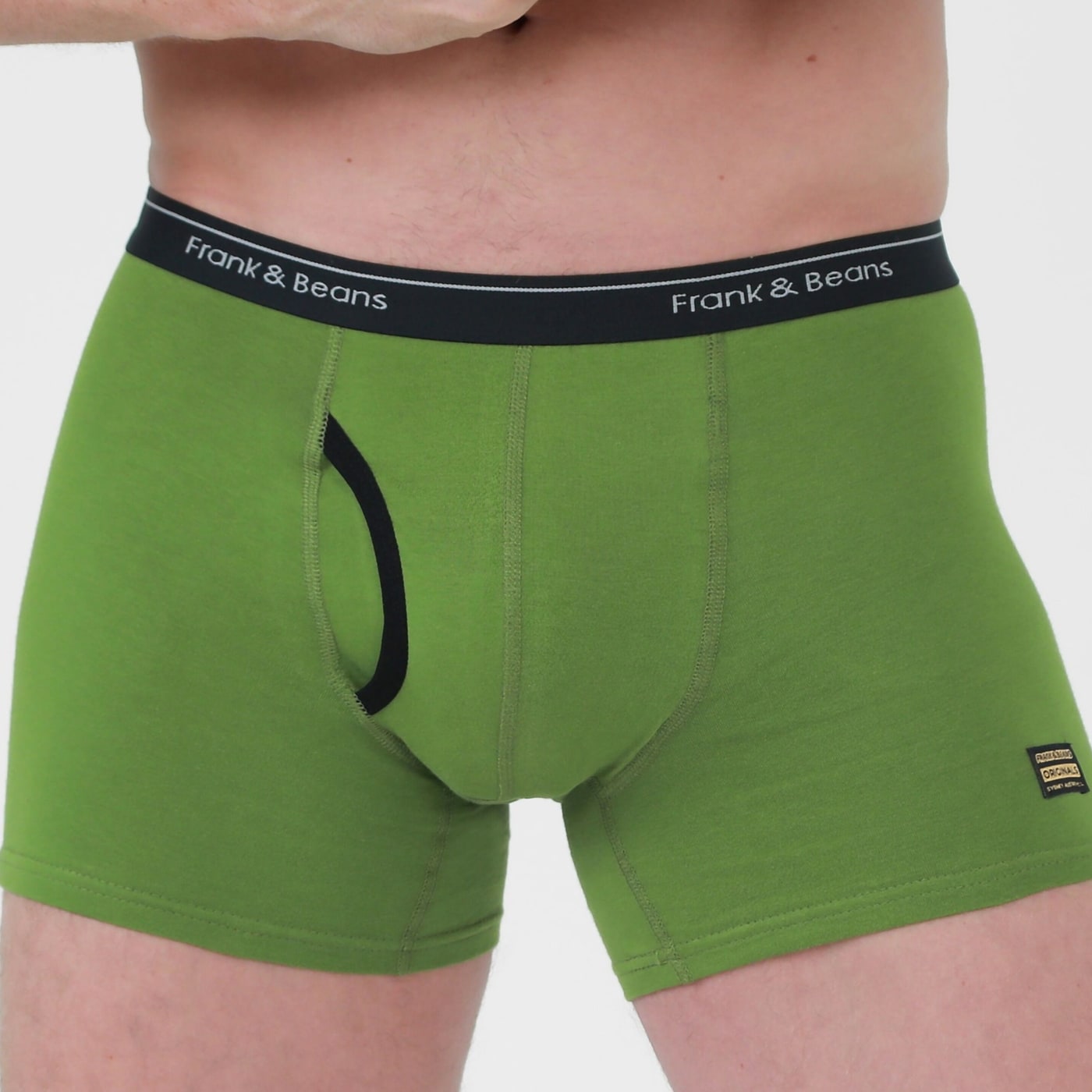 green boxer briefs cotton front detail