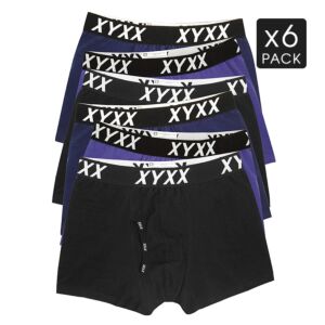 6 Colour Pack XYXX Underwear Mens Cotton Boxer Briefs Trunks S M L XL XXL - Black Purple Navy