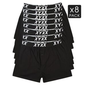8 Black XYXX Underwear Mens 100% Cotton Boxer Shorts S M L XL XXL - XY Edition 