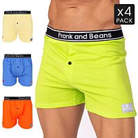 4 Mix Colour Pack Frank and Beans Underwear Mens 100% Cotton Boxer Shorts S M L XL XXL Men 